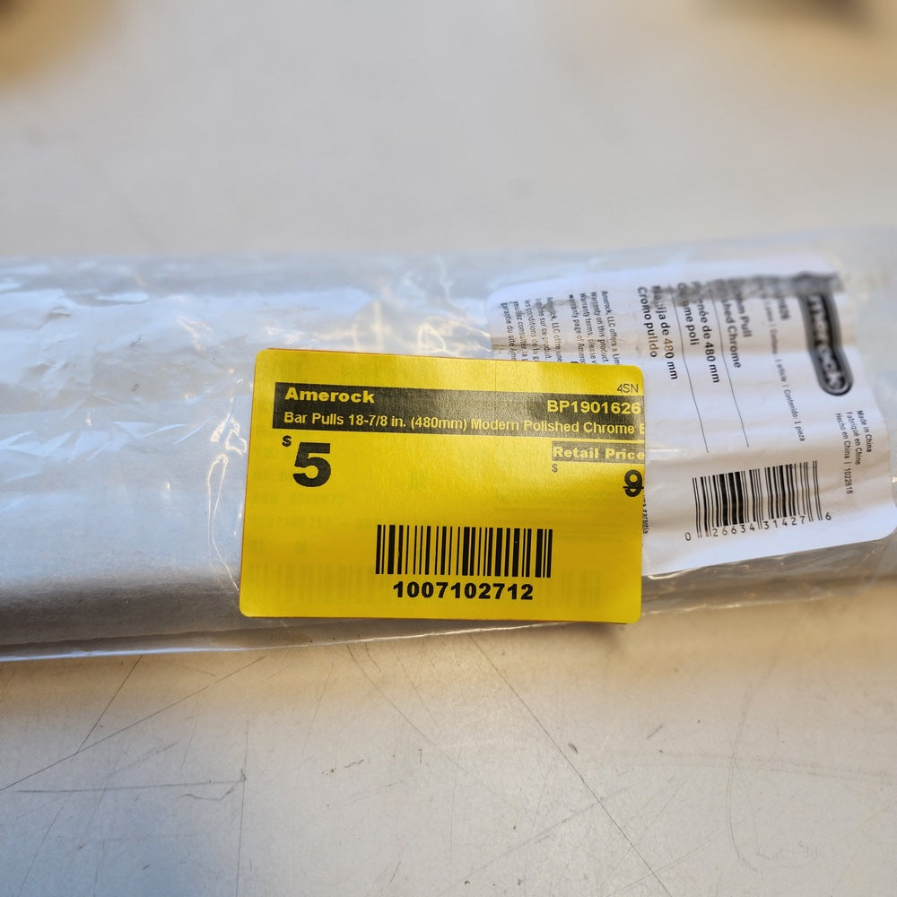 Bar Pulls 18-7/8 in. (480mm) Modern Polished Chrome Bar Cabinet Pull (BP1901626) Bar Pulls 18-7/8 in. (480mm) Modern Polished Chrome Bar Cabinet Pull (BP1901626)